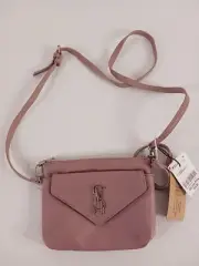 New Steve Madden Wrislet Purse Handbag Crossbody Light Muave Pink Flap Leather