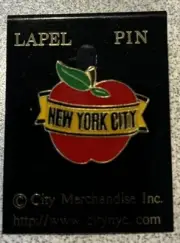 Vtg New York City The Big Apple Yellow Taxi Cab Enamel Lapel Hat Vest Stick Pin