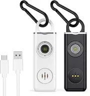 AMIR Personal Alarm Keychain for Women Safety - Loud 130 dB Siren with Strobe Light and Carabiner - Helps Women, Children, Men, Seniors, Elderly Emergency Call (Black&White)