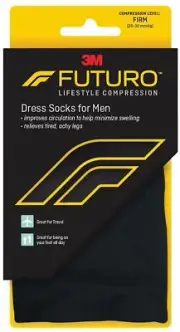 Futuro 20-30 mmHg Dress Sock For Men Lifestyle Firm Compression L-Black 1 Pair