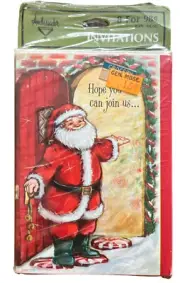 Vtg Ambassador Christmas Party Invitations 8pk SEALED Santa Clause