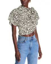 Ronny Kobo Aiko Printed Tie Neck Blouse