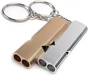 6Pcs Emergency Whistle,Life-Saving Whistle,Double Tube High Decibel Metal Emergency Whistle with Keychain,Used for Emergency Signal Shistle for Camping Rescue Personnel,Hiking,Rock Climbing