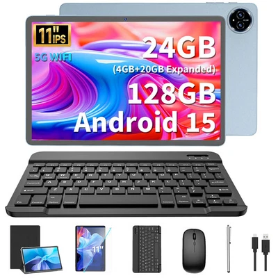 Android 15 Tablet 11 Inch, 24GB(4+20 Expanded) RAM+128GB ROM,1280x800 Screen
