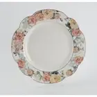 Grace Teaware Yellow Rose with White Background Scallop Dinner Plate Set Of 4