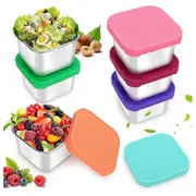 Stainless Steel Snack Containers, 6Oz 304 Stainless Steel Metal Sauce Food Storage Box Containers w