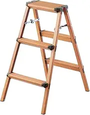 [TENMA] Wood Grain Pattern Stepladder, Brown, Woody, 3 Tiers, Width 17.7 x Depth 26.0 x Height 31.1 inches (45 x 66 x 79 cm)