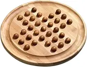 Large Bamboo Solitaire with Wooden Marbles