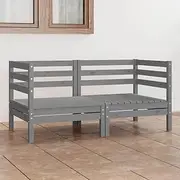 Garden 2-Seater Sofa Grey Solid Wood Pine, Patio Sofas, Outdoor Seating