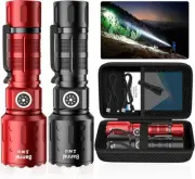 Rechargeable Flashlights High Lumens, Long Throw Super Bright LED Black/Red