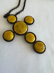 SS20 Moschino Couture Jeremy Scott Yellow Cross Necklace Picasso *RUNWAY*