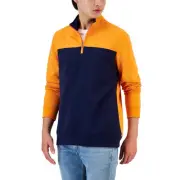 Club Room Mens Colorblocked Quarter-Zip Voltage Orange L