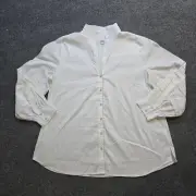 Chicos Top Womens Size 14 White Button Front V Neck Long Sleeve Career Casual