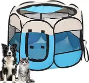 Dog Cat Playpen, Puppy Pet Playpen, Indoor/Outdoor Dog Pen, Portable Foldable Playpen Outdoor Tent Crate Cage with Zipper Top Cover Door, Pop Up Collapsible Kitten Play Pen Tent for Camping RV