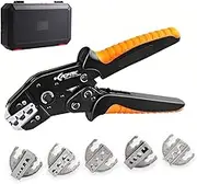 KF CPTEC 6PCS Multi-functional Wire Crimping Tool with Quick-Change Jaws for Spade, Insulated & Non-insulated Terminals, Ferrules, Solar Connectors, Coaxial Cables for Pro Electrical Repairs