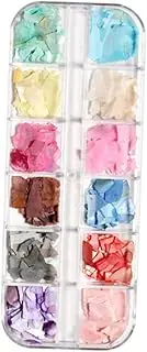 LIFKOME 1 Set Creative Nail Stickers Art Decals 12 Colors DIY Nail Ornaments for Women Girls (Shell)