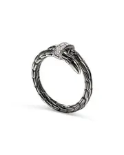 John Hardy Black Rhodium-Plated Sterling Silver Spear Diamond Wrap Ring