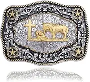 [Absbolo] Longhorn Bull Horse Eagle Belt Buckle for Men Women Western Belt Buckle Cowboy Rodeo Cross Prayer Belt Buckle