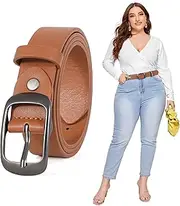 [JASGOOD] Large Women Fashion Leather Belts women Plus Size Casual Belt for Women Jeans Pants Dress