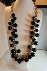 KJL KENNETH JAY LANE WHIMSICAL XLONG NECKLACE Gold Plated Black Enameled Balls!