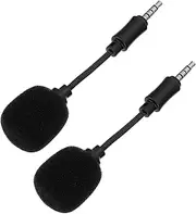 SWOOMEY 2 PCS Line Microphone Omnidirectional Noise Cancelling Mic for Singing Voice Recording and Live Streaming Soft Sponge Mic Head for Comfortable Use for Stage Performances and