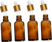 MUCKLILY 4pcs Amber Dropper Bottles Glass Dispenser Essential Oil Refillable Containers with Accurate Scale Travel Friendly for Oils and Liquids