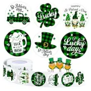 500 calcomanías del día de San Patricio, rollo de trébol irlandés, trébol de