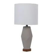 Table Lamp Desk Lamps Bedside Side Light Reading Grey Ceramic Blend Wooden Lighting
