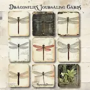 Dragonflies Journaling Cards, Junk Journal Supplies, Scrapbook