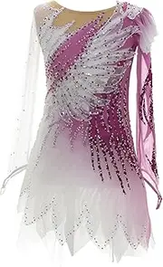 [Zagitova] Ice Figure Skating Dress for Girls Gradient Women Breathable Competition Dance Outfits with Rhinestone