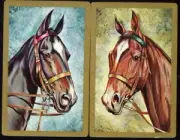 VINTAGE SWAP CARD PAIR OF BEAUTIFUL HEADS OF HORSES NEW CONDITION