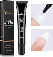 Nicedeco 22ML Soft Gel Nail Glue Gel for False Tips, Super Strong Gel Glue for Acrylic Nail Extension Fake Tips and 3D Nail Art