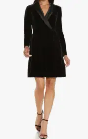 Adrianna Papell Women's Velvet Tuxedo Dress Black US14
