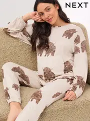 Ecru Hamish the Highland Cow Maternity Long Sleeve Pyjamas (709665) | $51