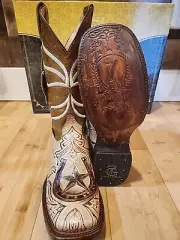 Cowboys Square Toe Boots Botas De Vaquero Bulldog Suela Cuero Piel Grabado