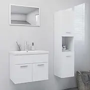 Modern Bathroom Vanity Furniture Set with 36 Inch Floating Sink Cabinet & Wall-Mount Mirror, White Engineered Wood - Console Style for Clearance & Accessories Storage in Stylish, Functional Design