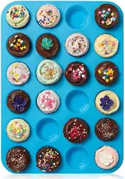 Muffin Tray Silicone Mini 24 Cups, Non Stick Muffin Pan Cupcake Bakeware Baking