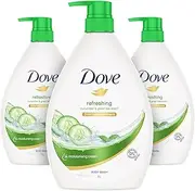 DOVE Body Wash Refreshing, 1L x 3 Pack, Mild and Gentle formula, Cucumber & Green Tea Scent