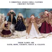 14" - 16" Doll Clothes Crochet Pattern 5 Christmas Angels