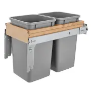 4WCTM-15BBSCDM2 Double 27 Qt Top Mount Pullout Trash Can, Gray