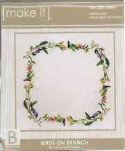Make It BIRDS ON BRANCH Table Topper Traced Linen Cross Stitch Kit - 585246