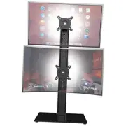 Dual Monitor Stand - Vertical Stack Screen Free-Standing Monitor Riser Black