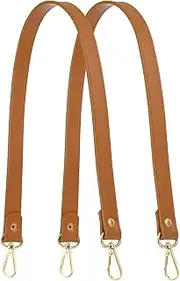 [uxcell] Leather Purse Strap Replacement PU Short Bag Handles with Gold Lobster Buckles, 23 Inch Length Fit for Handbags Shoulder Bag Accessories - Rectangle (2 Pack, Khaki)