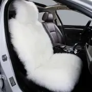 Fluffy Sheepskin Car Seat Cover, Fuzzy Long Wool Front Auto Cushion, Universal