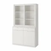 TONSTAD storage comb w sliding glass doors, off-white/clear glass, 120x47x201 cm