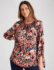 [Millers] Millers 3/4 Sleeve Raglan Floral Blouse - Size 10 - Womens - MULTI FLORAL 10 MULTI FLORAL