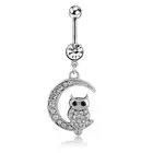 White Moon Owl Pendant Navel Piercing Women Belly Button Ring Piercing.V6 FT