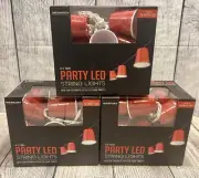 30 Red Cup Party Lights Battery Operated String (10) Per Strand Mini Cups LED
