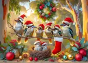 QPuzzles 1000 Piece Jigsaw Puzzle - Christmas Kookaburras