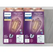 2 pk Philips Smart Wi-Fi LED Bulb 40W Replacement Soft White WiZ Connected